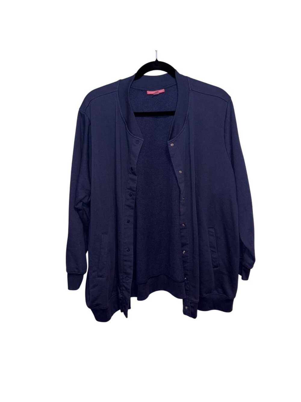 Woman Within Navy Blue Snap-Front Cardigan With Pockets Size 4X